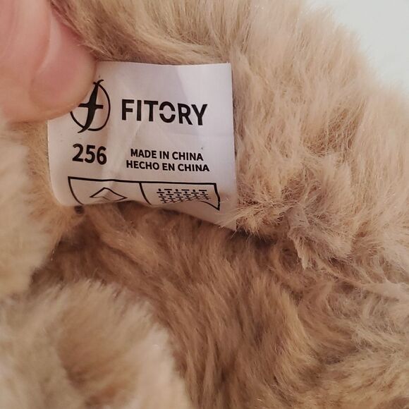 Fitory Faux Rabbit Fur Open Toe Slippers Cork Slide Sandals Beige Women's Size 7 - Picture 6 of 8